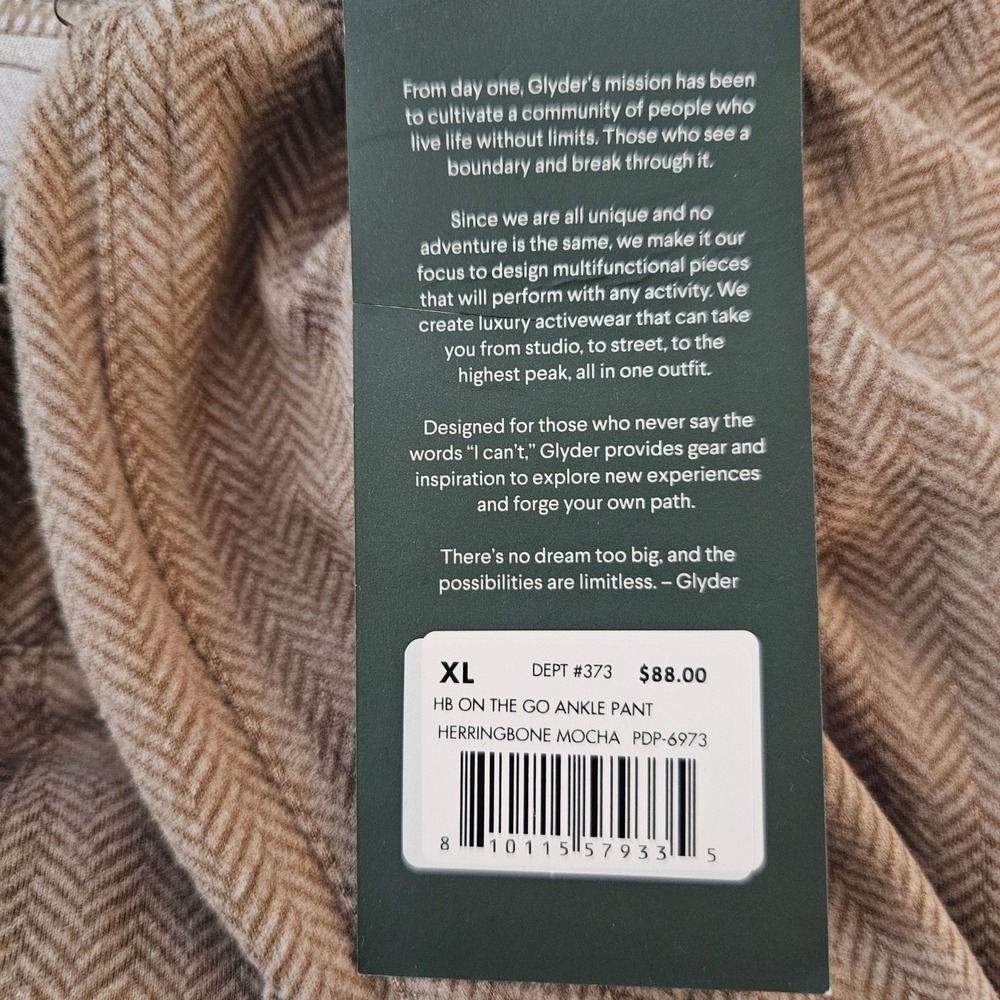 206.  Glyder Women's HB On The Go Ankle Pant Herringbone Mocha Size XL NWT - Picture 7 of 7